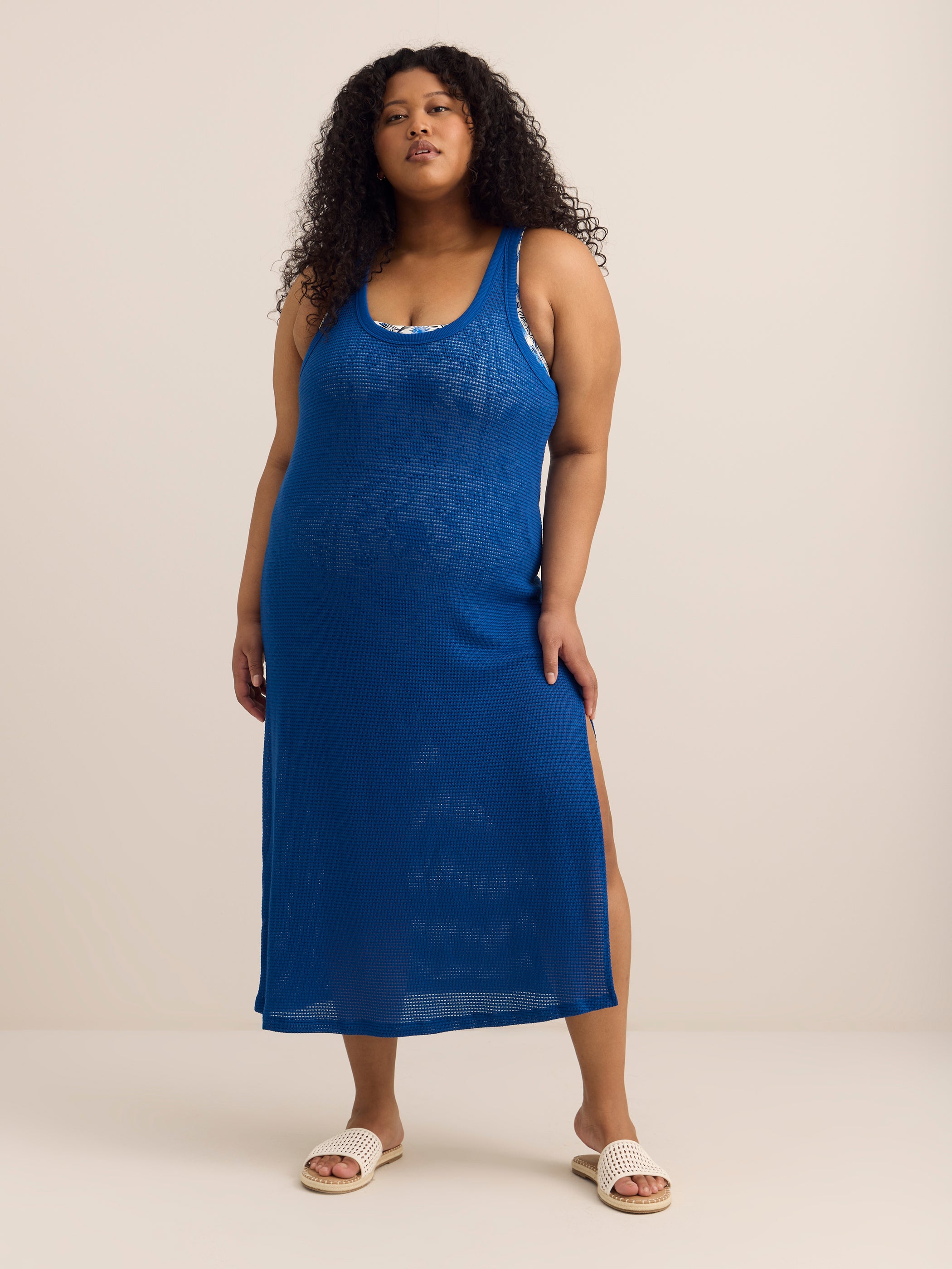 Plus Size Long Mesh Cover-Up Dress with Side Slit for Women – Penningtons