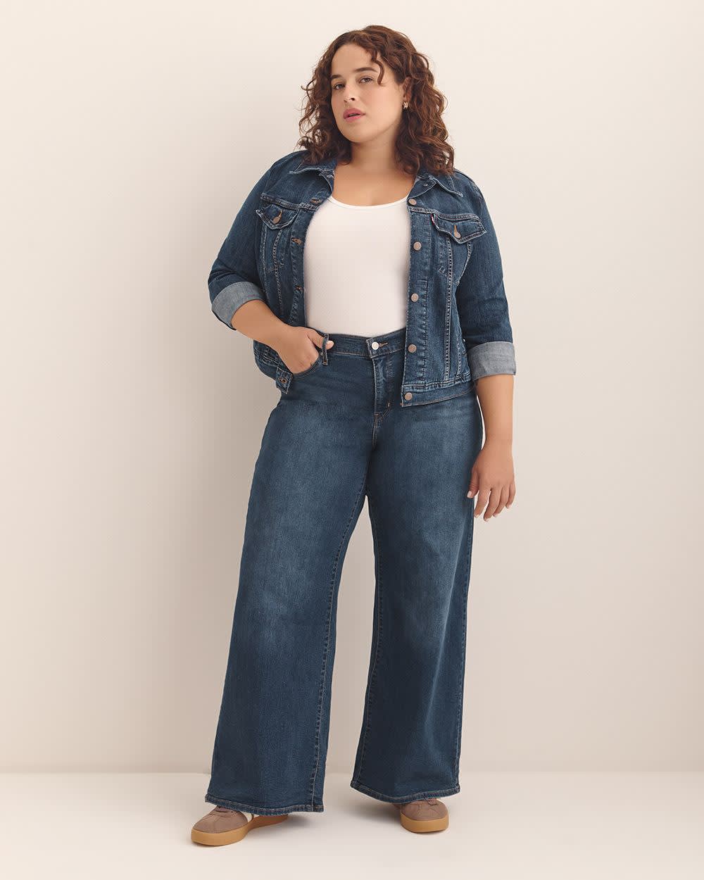 Levi's Shaping Wide Leg Plus Size Jeans Medium Blue Denim