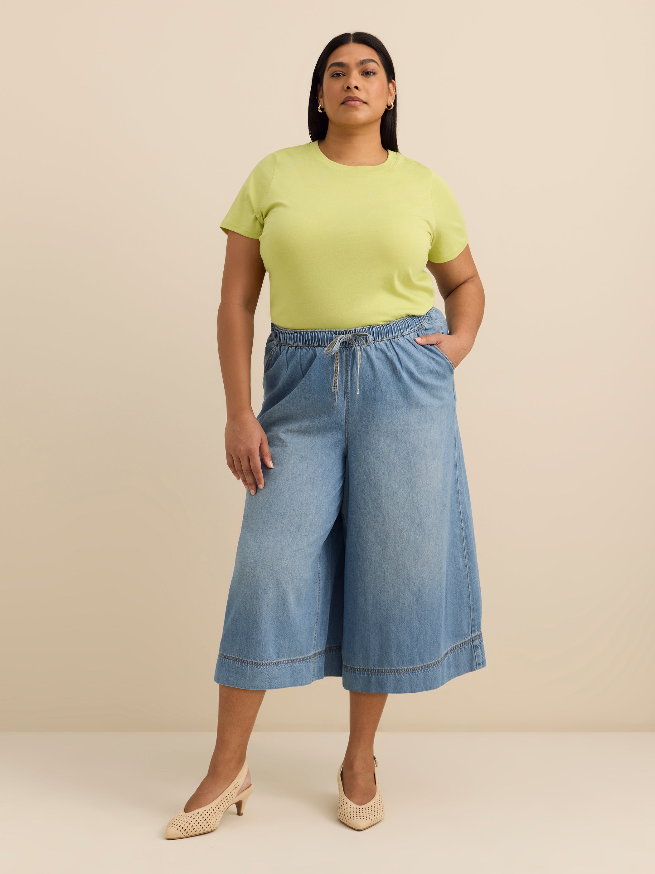 d/C JEANS Plus Size Wide Leg Mid-Rise Denim Capri Pants – Penningtons