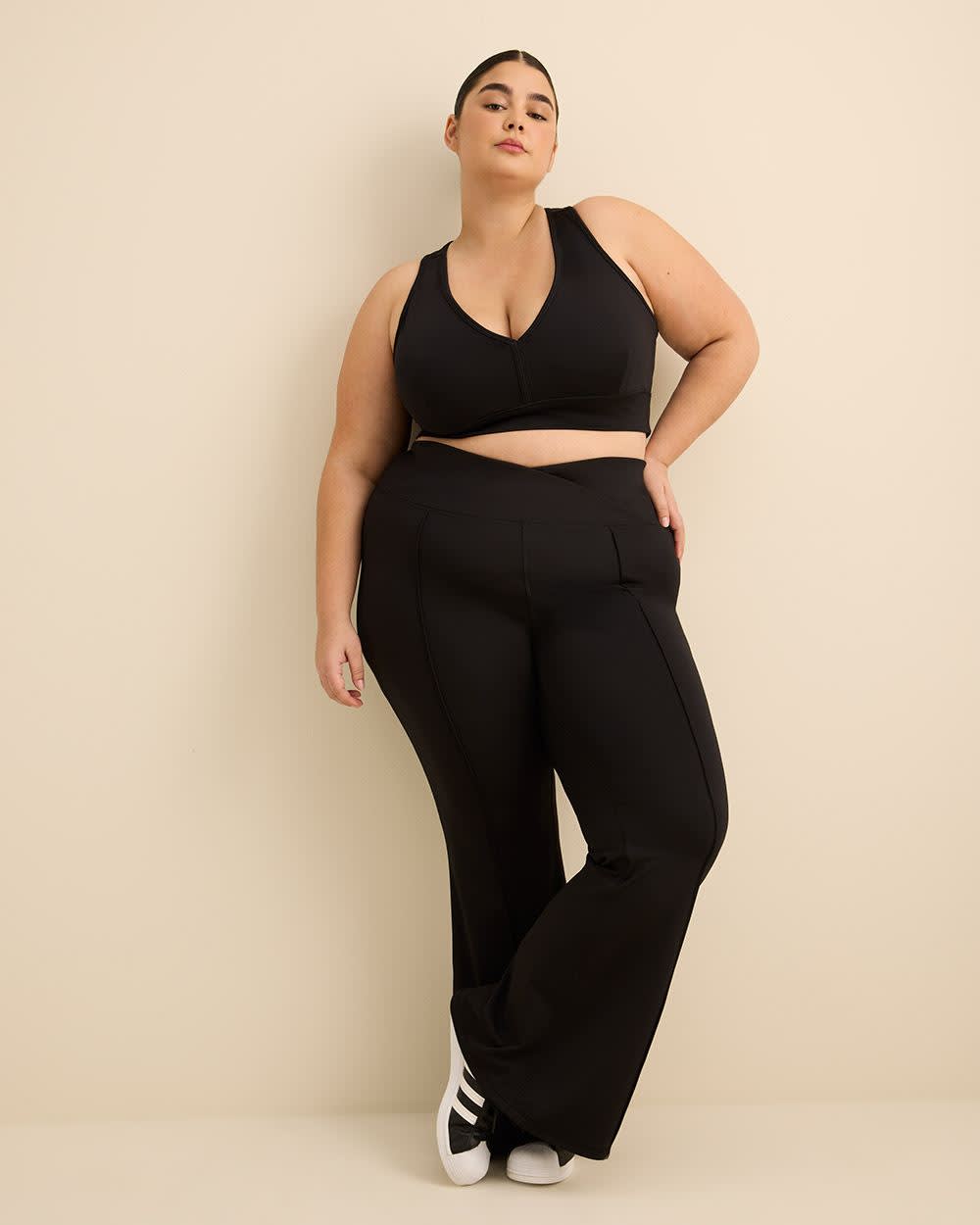 Responsible, Black Flared-Leg Crisscross High-Rise Pant - Active