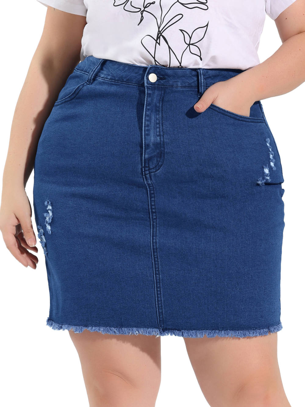 Agnes Orinda - Casual Denim Short Skirt Ripped Mini Skirt