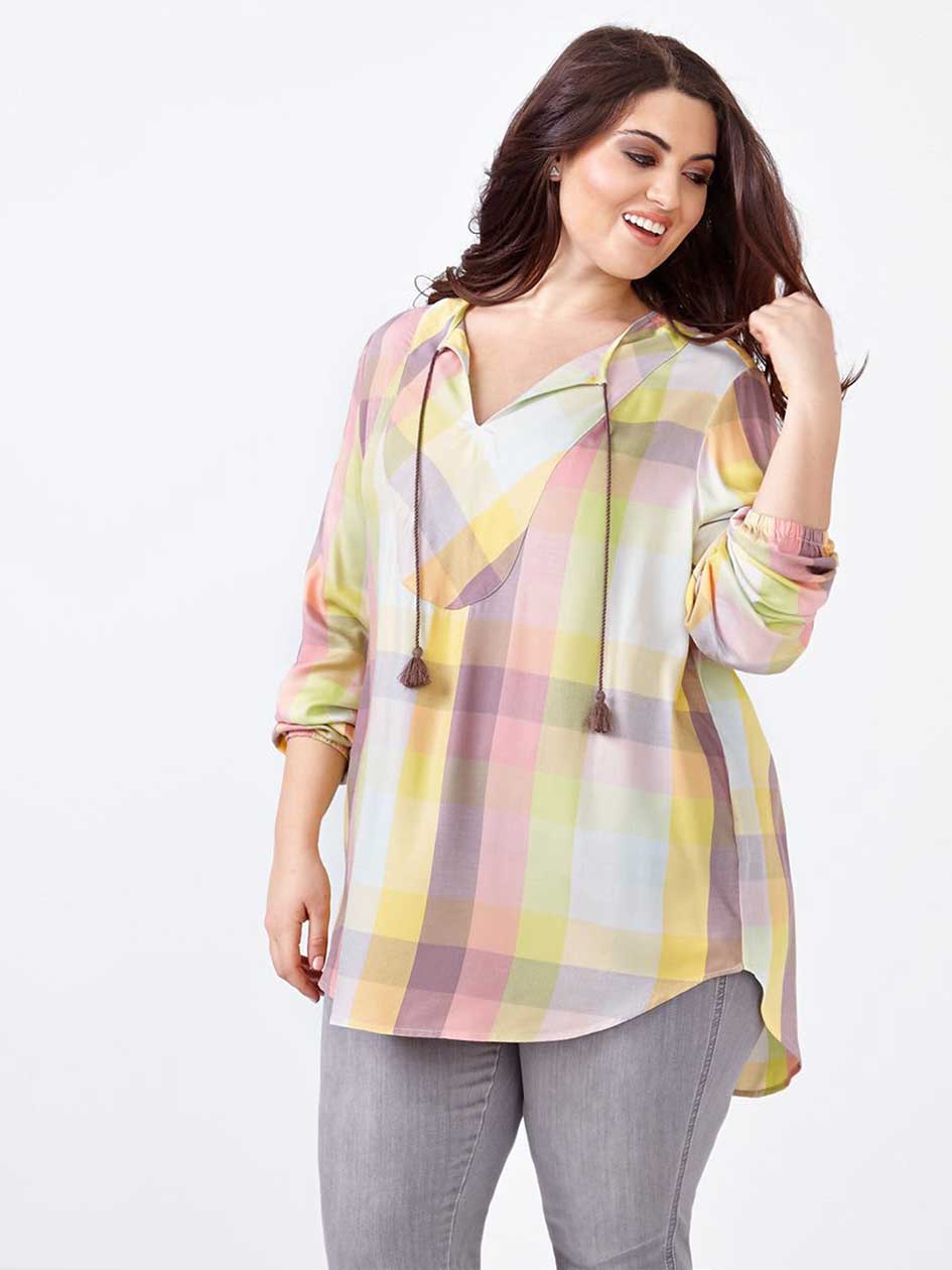 MELISSA McCARTHY Long Sleeve Plaid Popover MELISSA McCARTHY Long Sleeve Plaid Popover