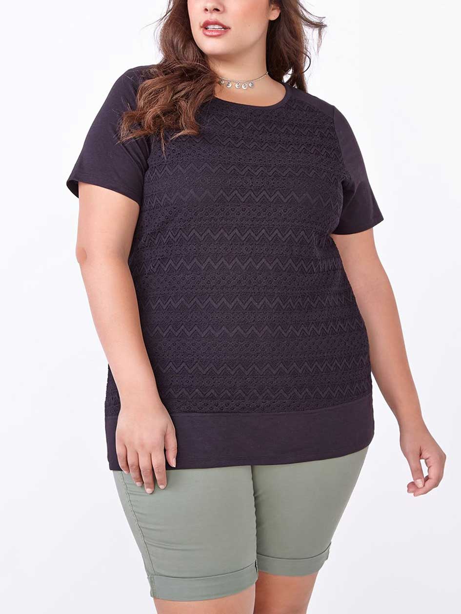 Shaped Fit Lace Front T-Shirt Shaped Fit Lace Front T-Shirt