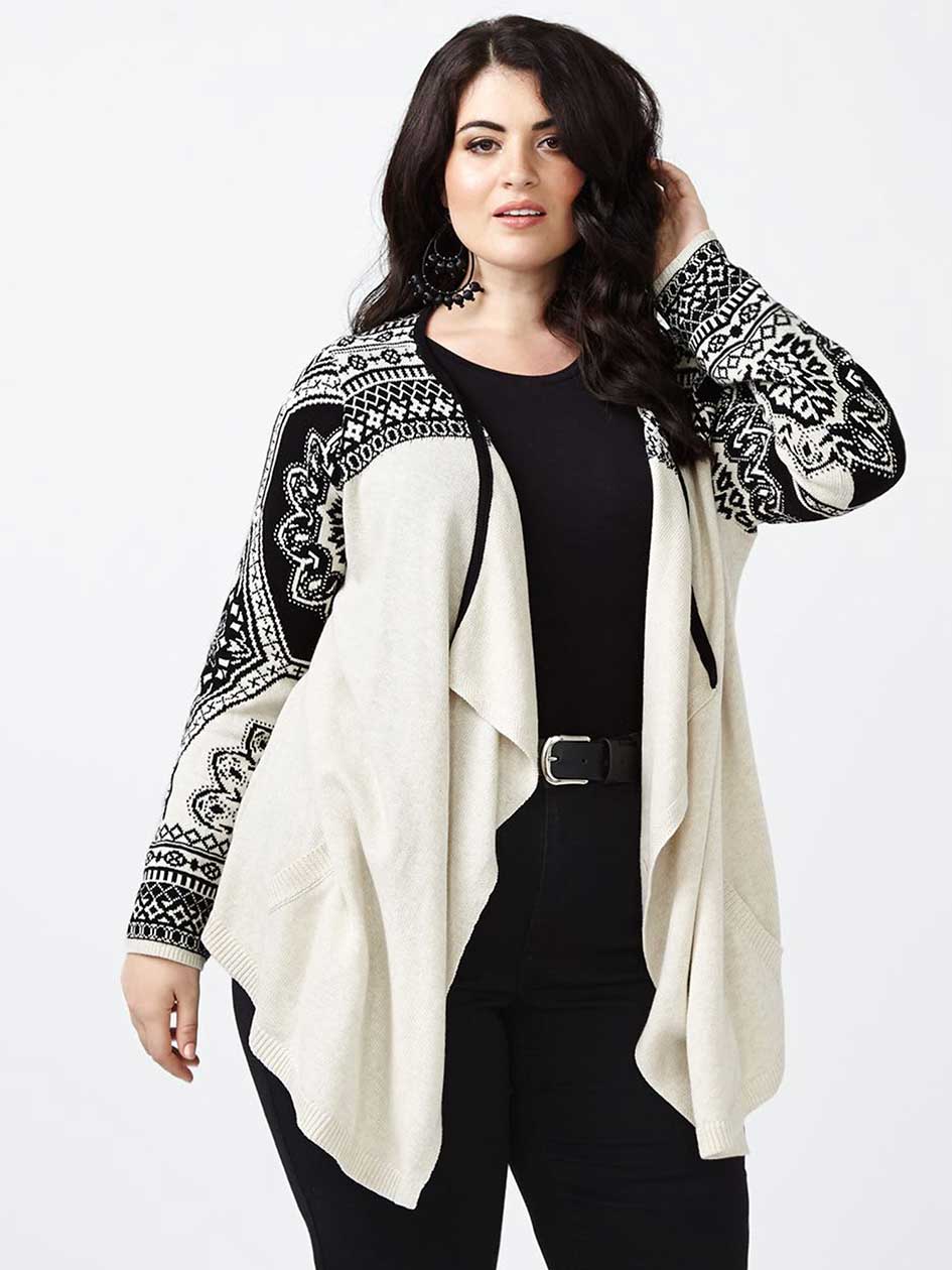d/c JEANS Patterned Open Cardigan d/c JEANS Patterned Open Cardigan