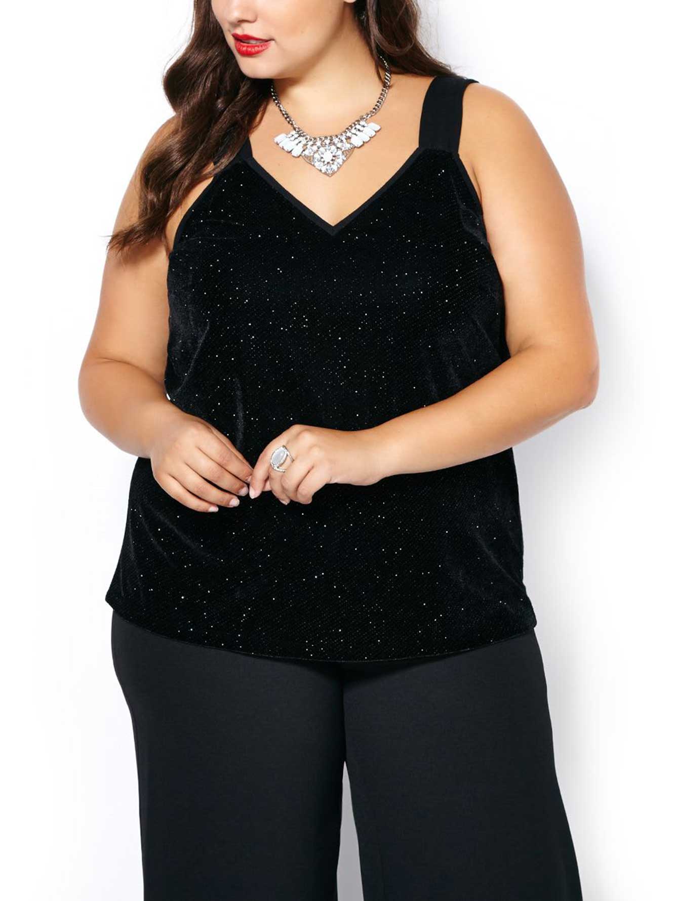 Sleeveless Glitter Velvet Top Penningtons