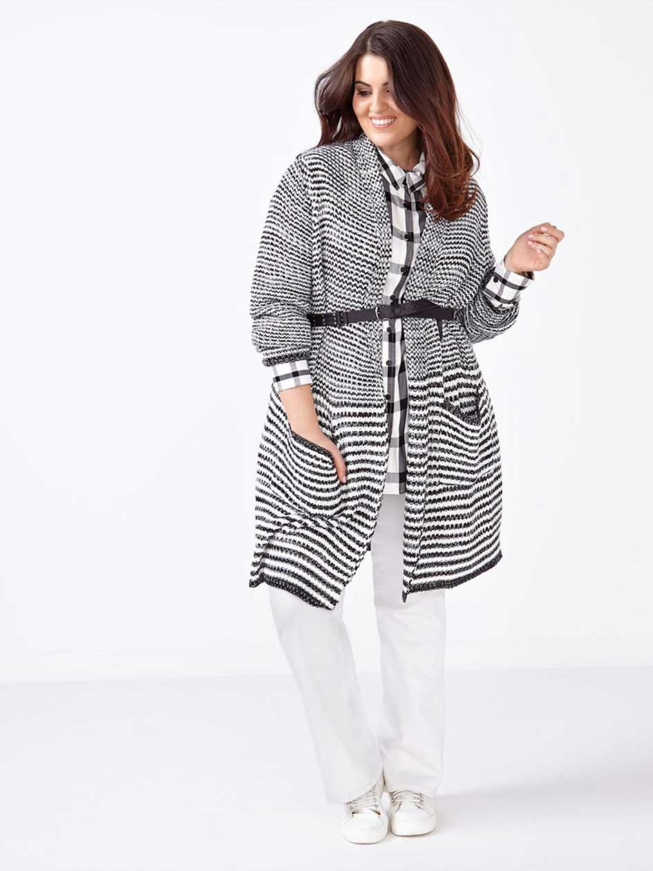 MELISSA McCARTHY Long Sleeve Striped Cardigan MELISSA McCARTHY Long Sleeve Striped Cardigan