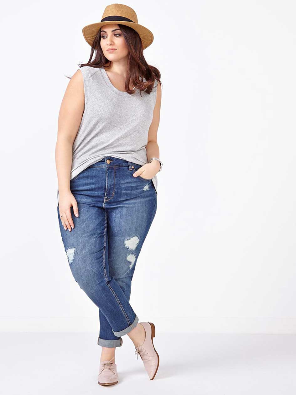 MELISSA McCARRTHY Straight Leg Distressed Jean MELISSA McCARRTHY Straight Leg Distressed Jean