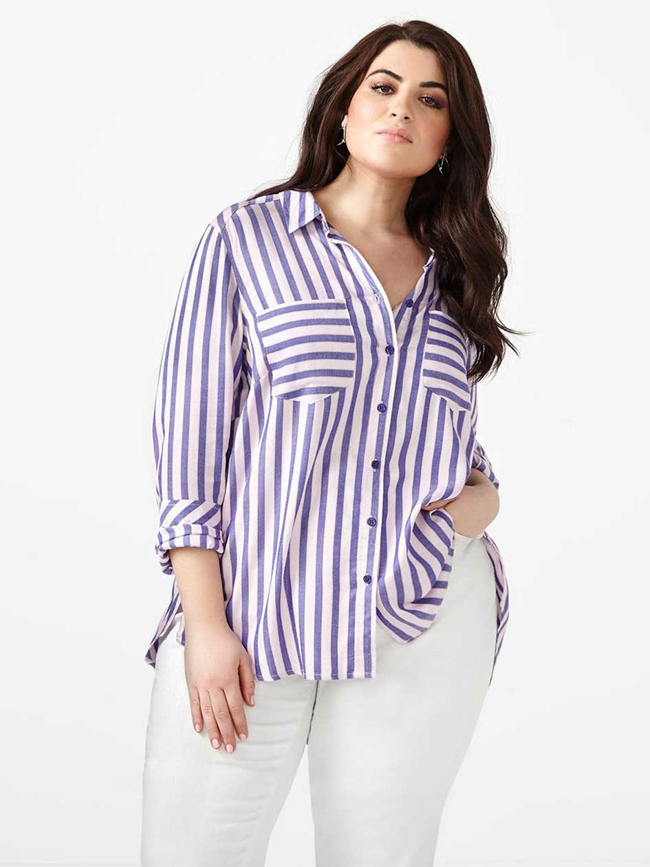 MELISSA McCARTHY Striped Button Up Shirt MELISSA McCARTHY Striped Button Up Shirt