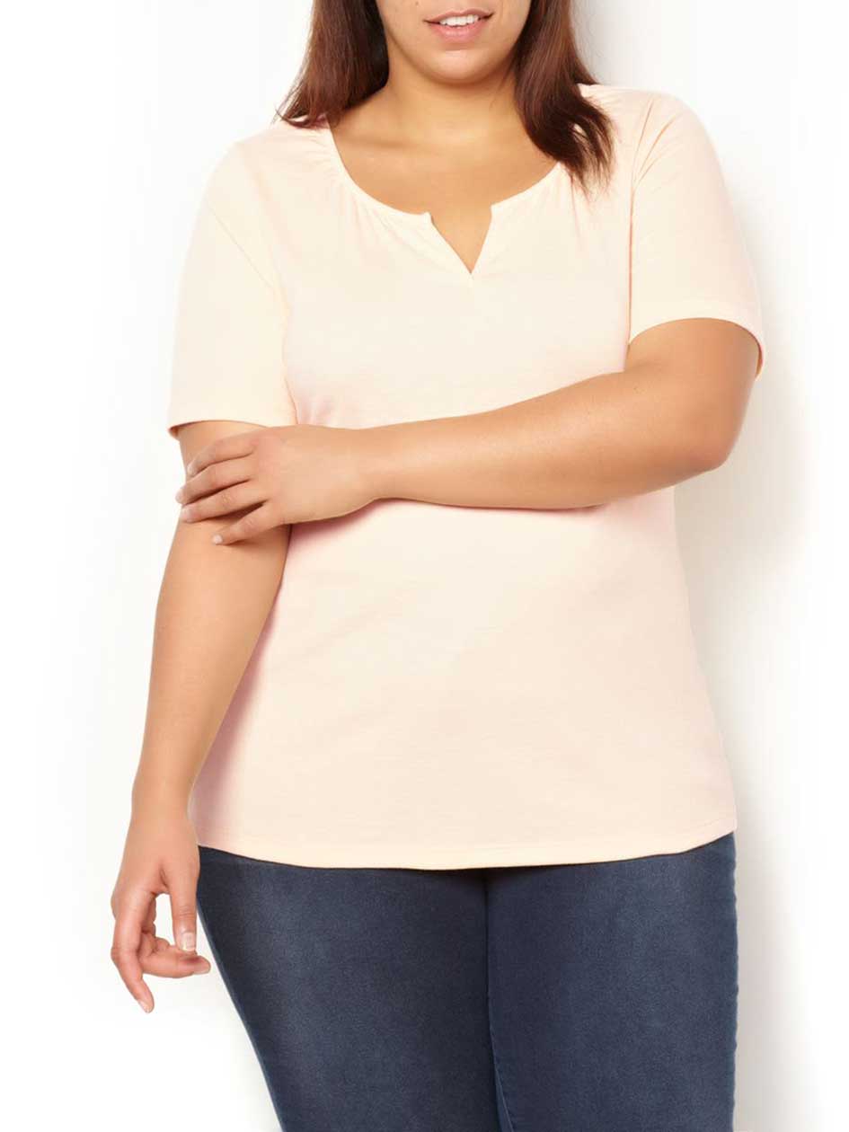 Shaped Fit Split Neckline T-Shirt Shaped Fit Split Neckline T-Shirt