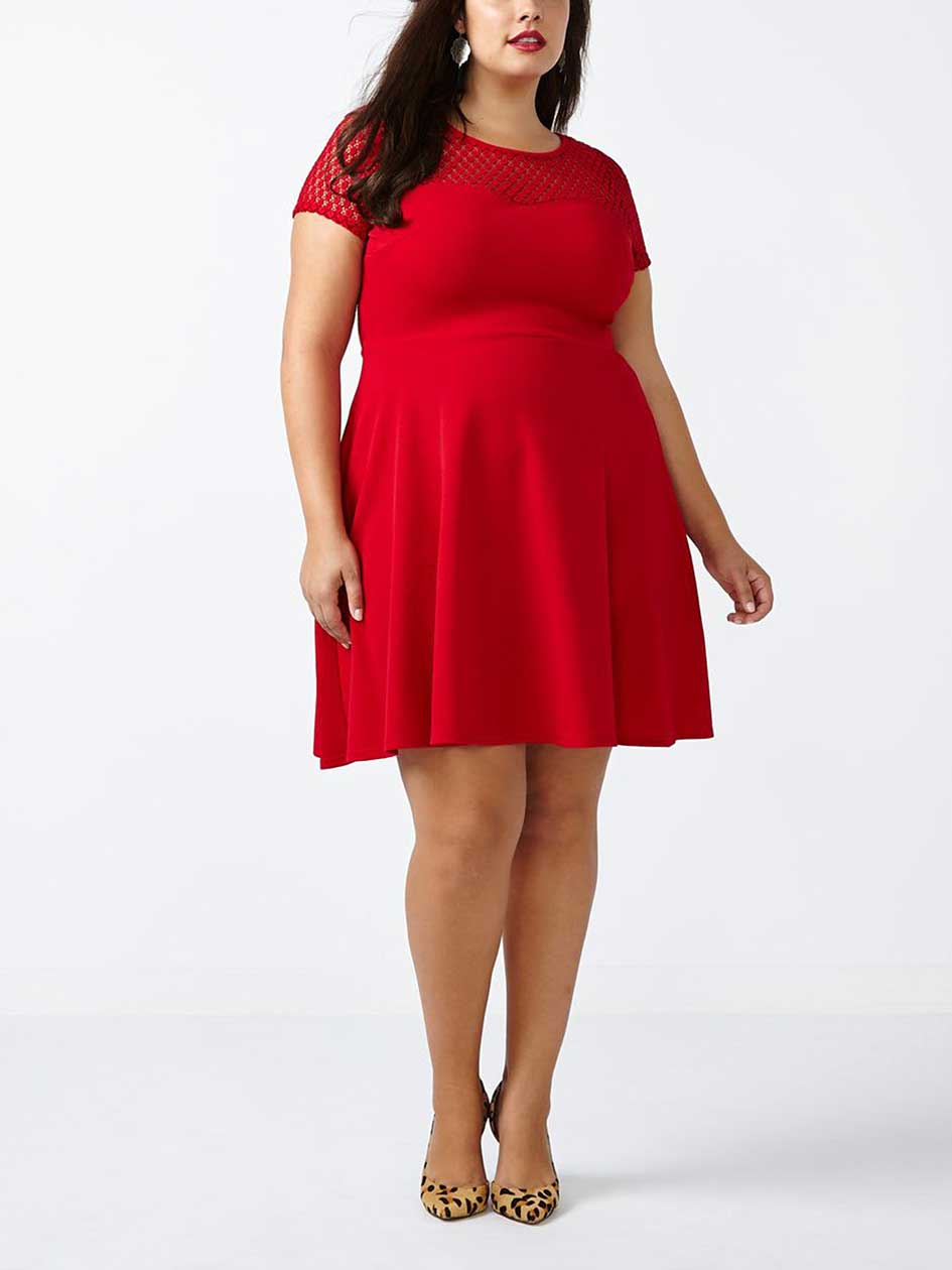 ONLINE ONLY Fit and Flare Dress with Crochet Trim ONLINE ONLY Fit and Flare Dress with Crochet Trim
