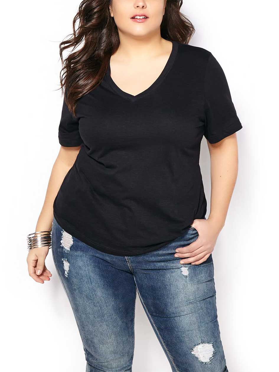 Shaped Fit Basic V-Neckline T-Shirt Shaped Fit Basic V-Neckline T-Shirt