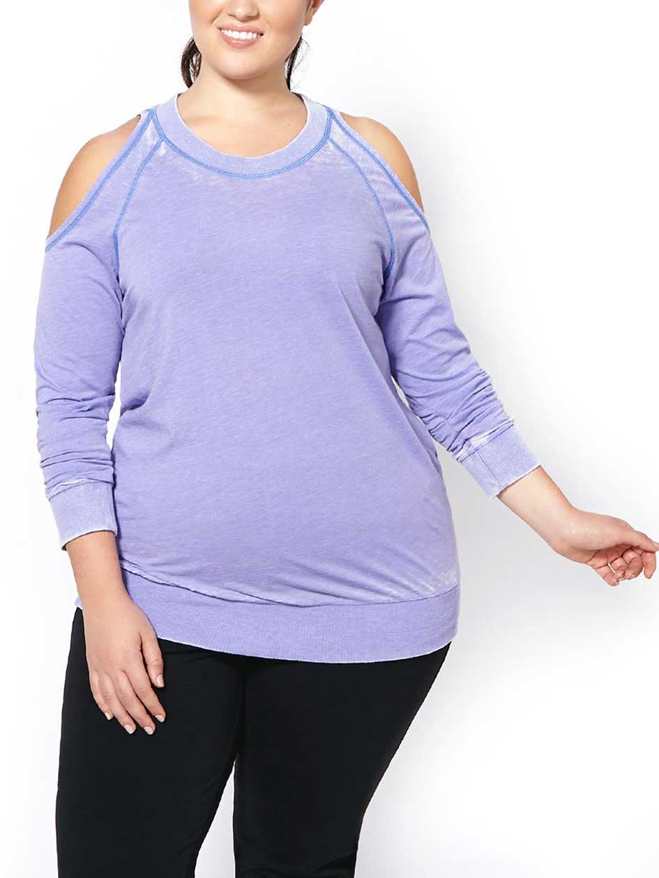 Athleisure - Plus-Size Cold Shoulder Pullover Athleisure - Plus-Size Cold Shoulder Pullover