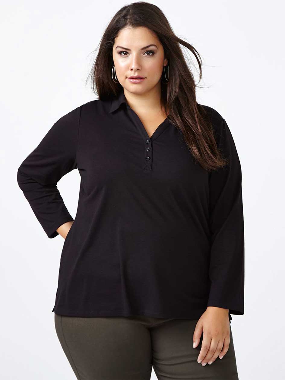 Curve Fit Long Sleeve Polo T-Shirt Curve Fit Long Sleeve Polo T-Shirt
