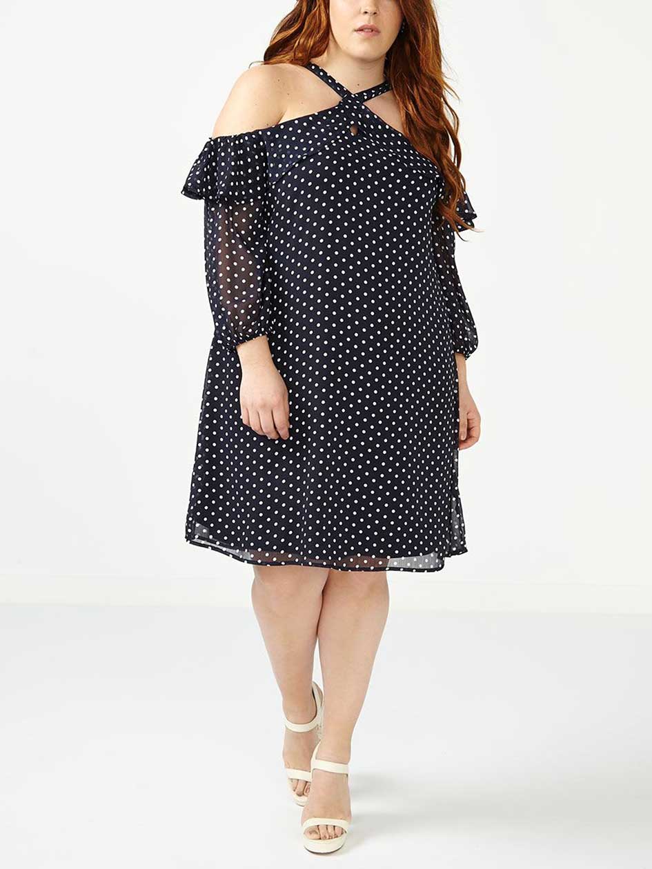 ONLINE ONLY Long Sleeve Printed Cold Shoulder Dress ONLINE ONLY Long Sleeve Printed Cold Shoulder Dress