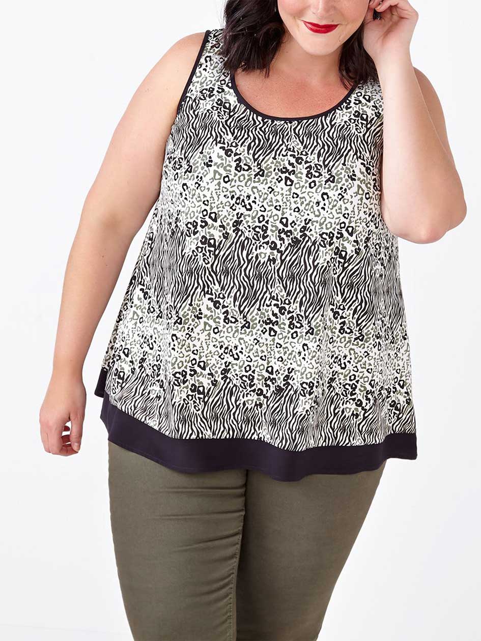 Sleeveless Printed Swing Top Sleeveless Printed Swing Top