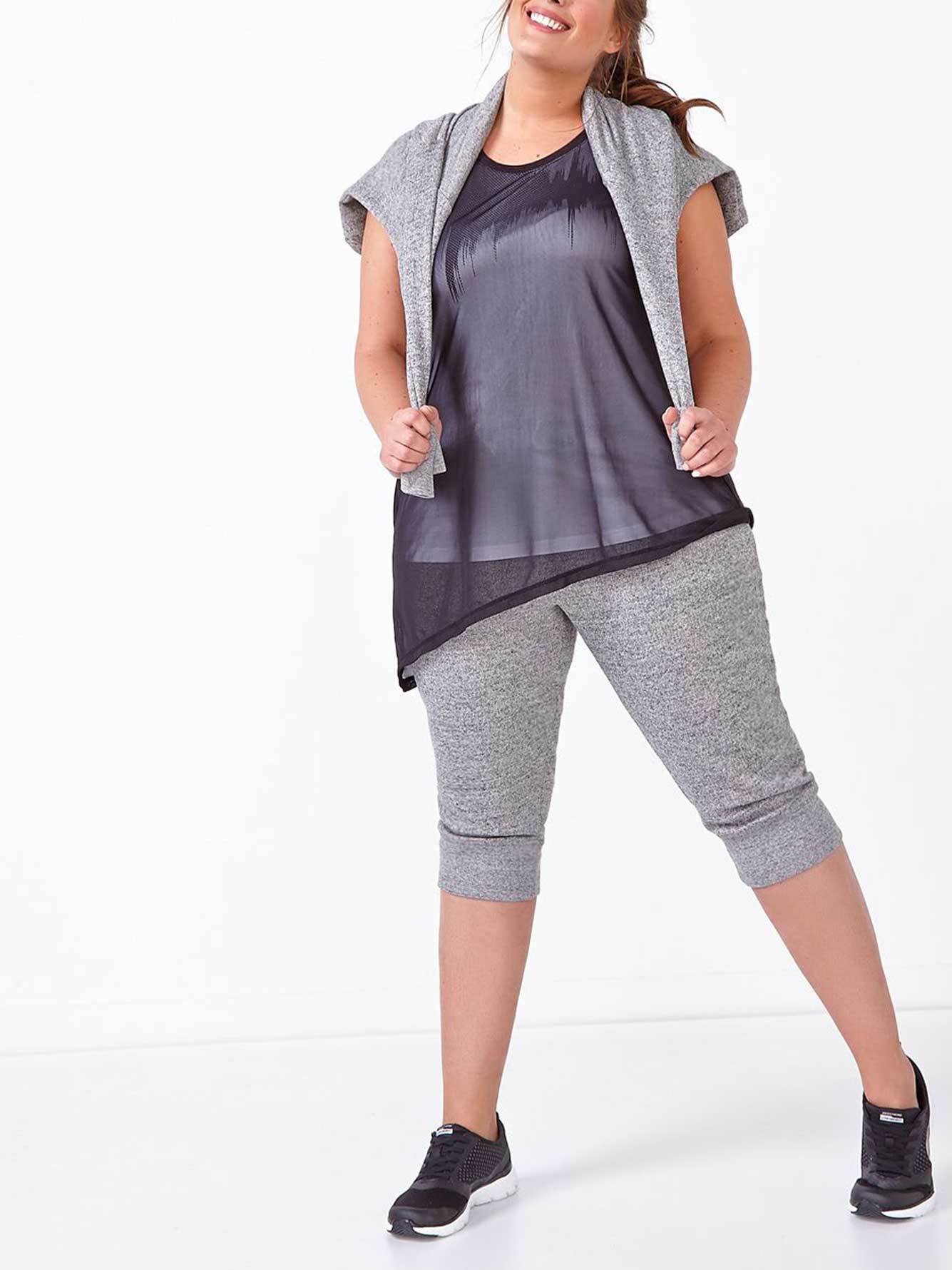 Athleisure PlusSize Asymmetric Mesh Tank Top Penningtons