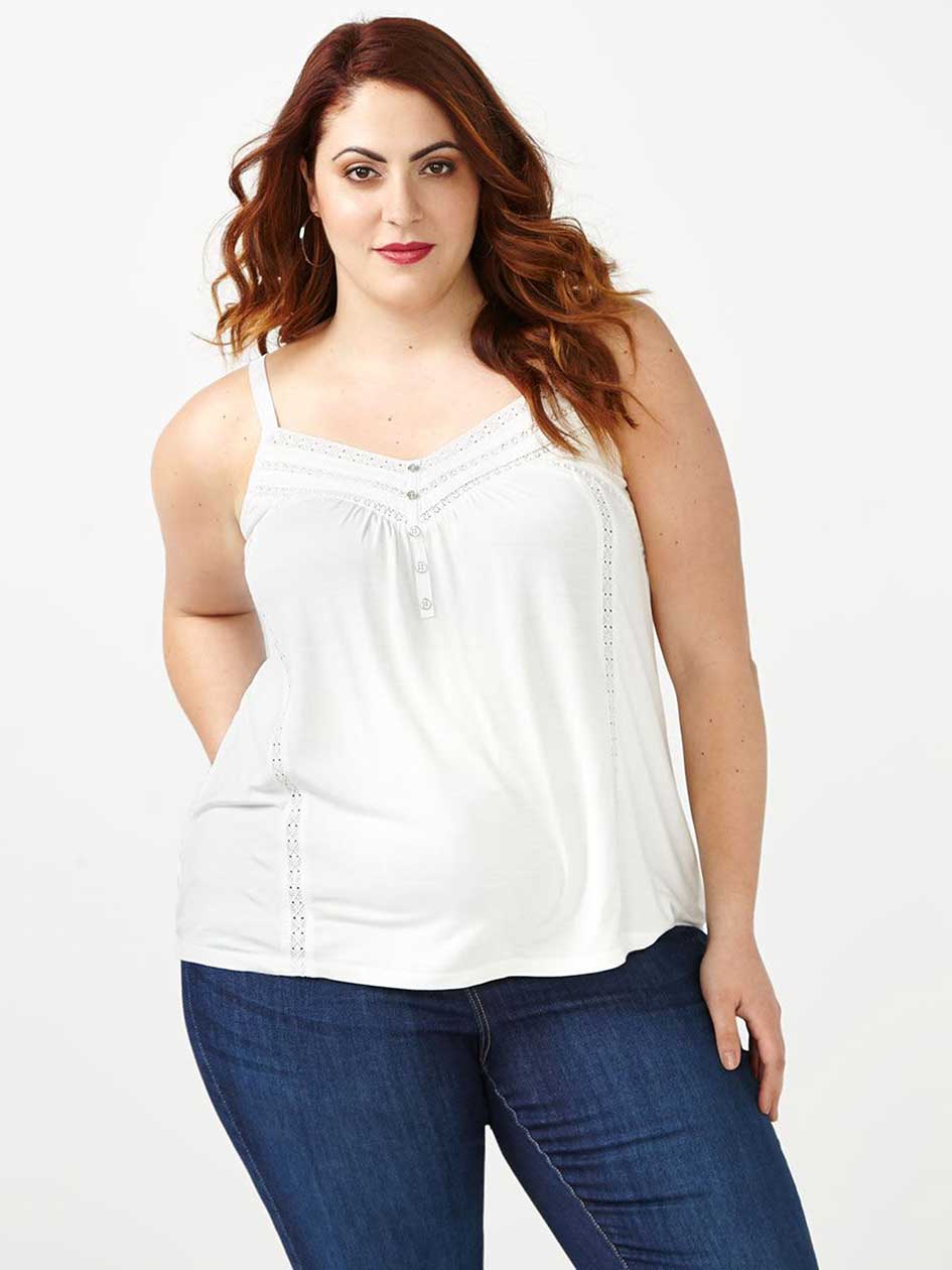 d/c JEANS Cami with Lace Trim d/c JEANS Cami with Lace Trim