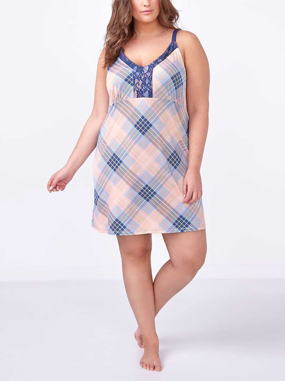 Ti Voglio Printed Sleep Chemise with Lace Ti Voglio Printed Sleep Chemise with Lace
