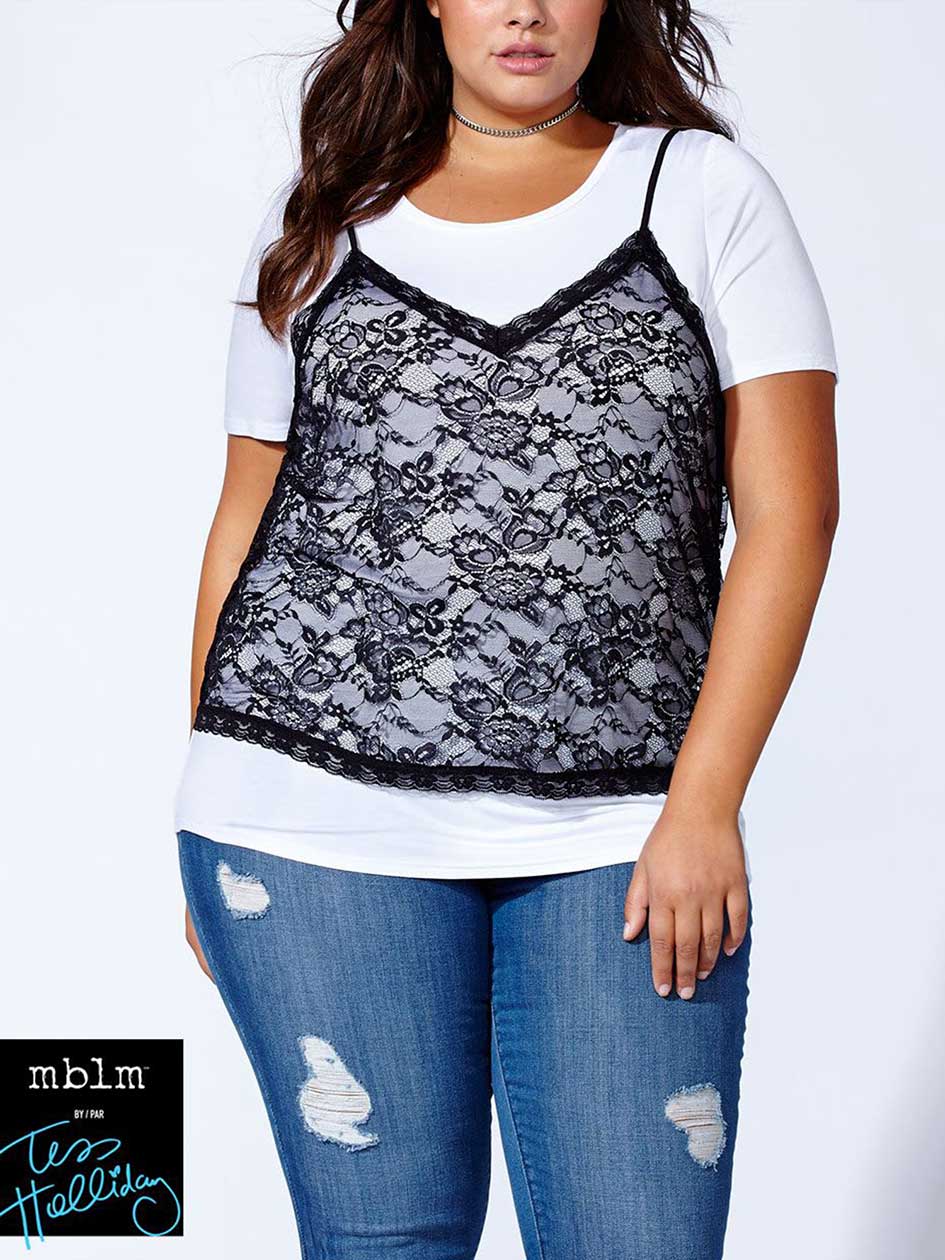 Tess Holliday - T-Shirt with Lace Cami Tess Holliday - T-Shirt with Lace Cami