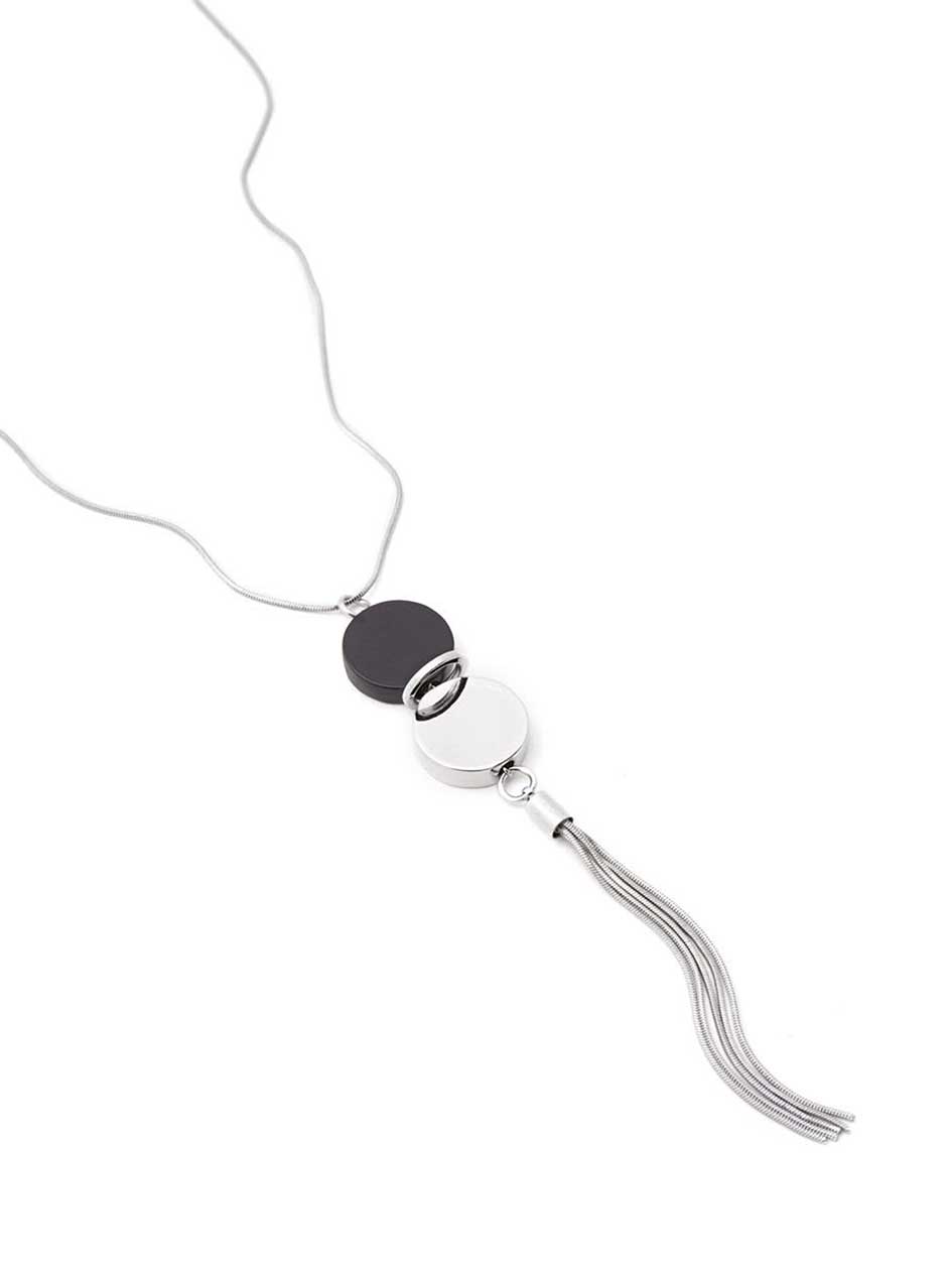 Long Necklace with Discs and Tassel Long Necklace with Discs and Tassel