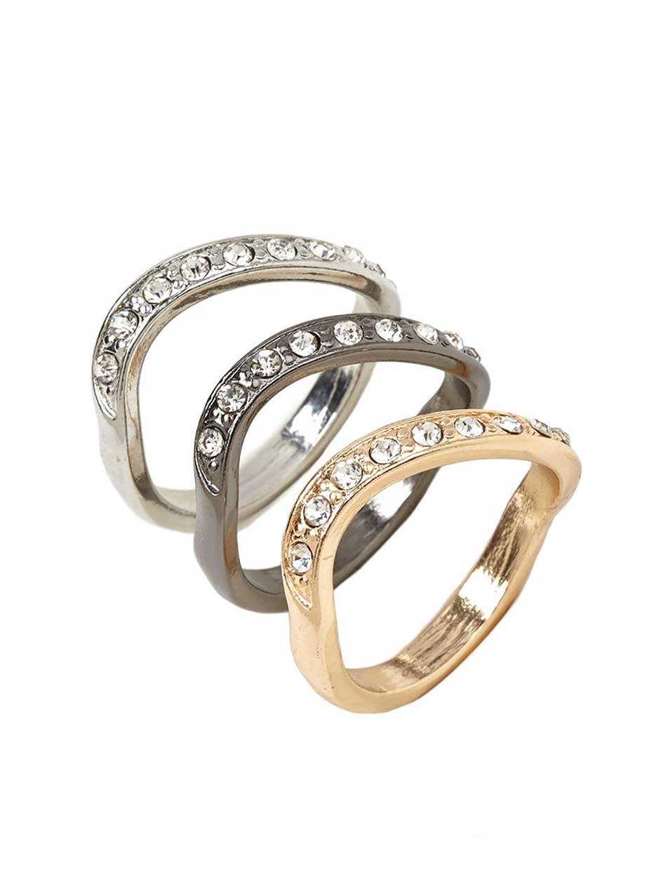 Set of 3 Rings with Rhinestones Set of 3 Rings with Rhinestones