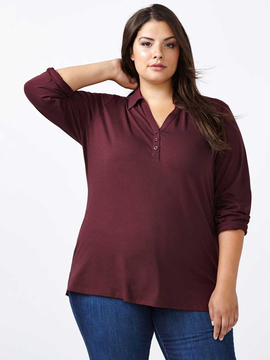 Curve Fit Long Sleeve Polo T-Shirt Curve Fit Long Sleeve Polo T-Shirt