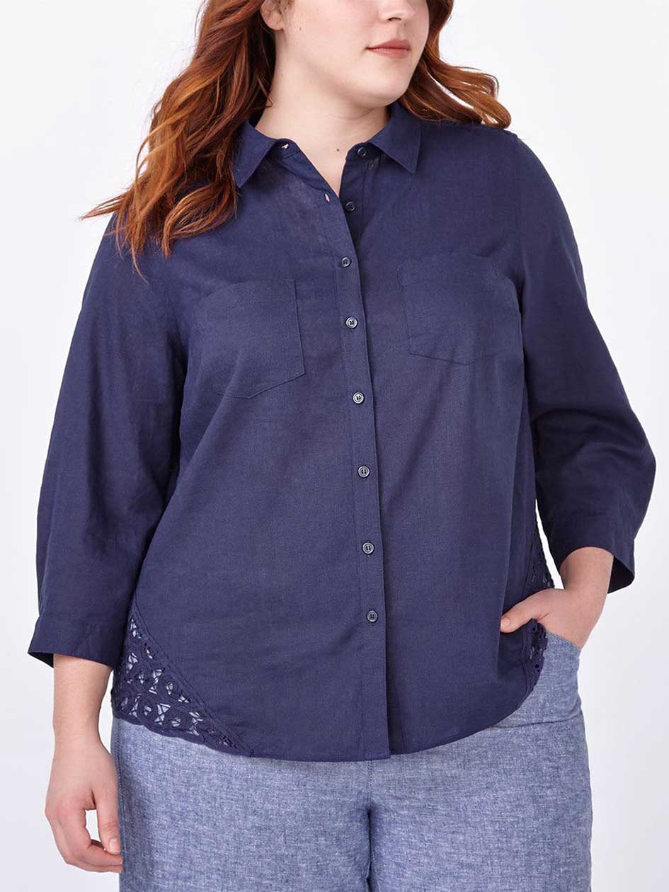 3/4 Sleeve Blouse with Crochet 3/4 Sleeve Blouse with Crochet