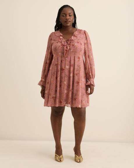 Short Floral Swing Ruffle Dress - Addition Elle Short Floral Swing Ruffle Dress - Addition Elle