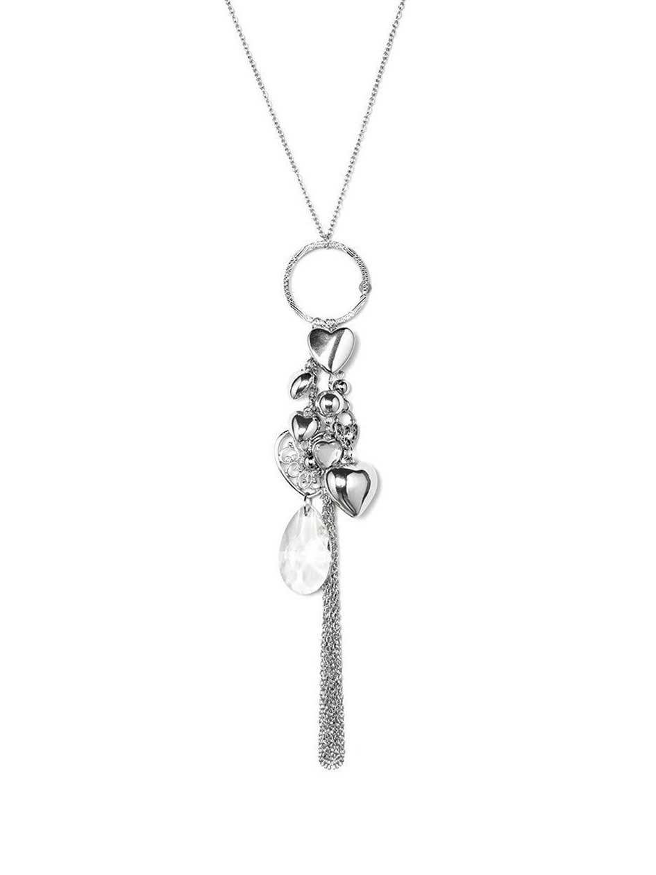 Hearts & Plastic Bead Charm Cluster Necklace Hearts & Plastic Bead Charm Cluster Necklace