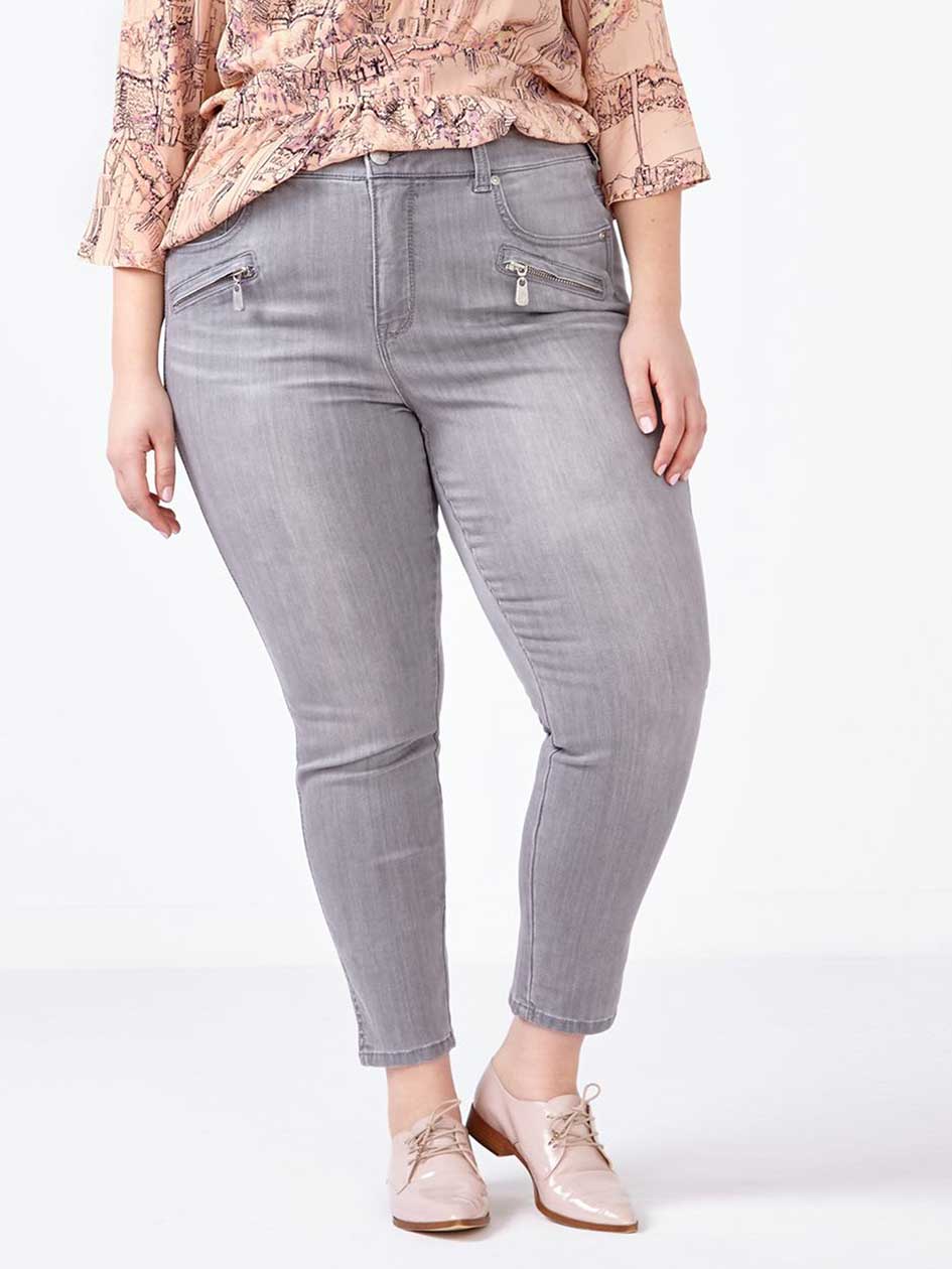 MELISSA McCARTHY Grey Pencil Jean with Zippers MELISSA McCARTHY Grey Pencil Jean with Zippers