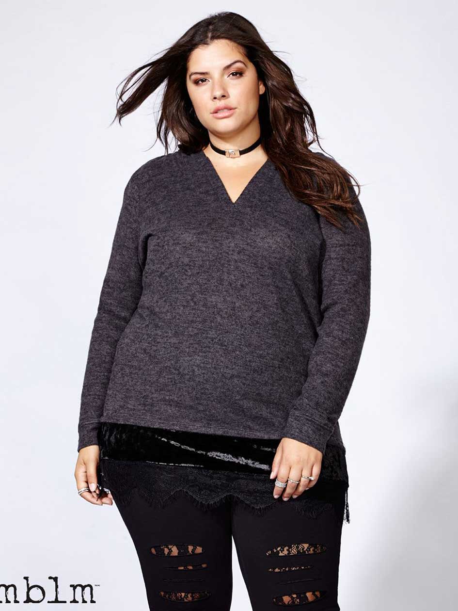 mblm - Hoodie with Velour and Lace mblm - Hoodie with Velour and Lace