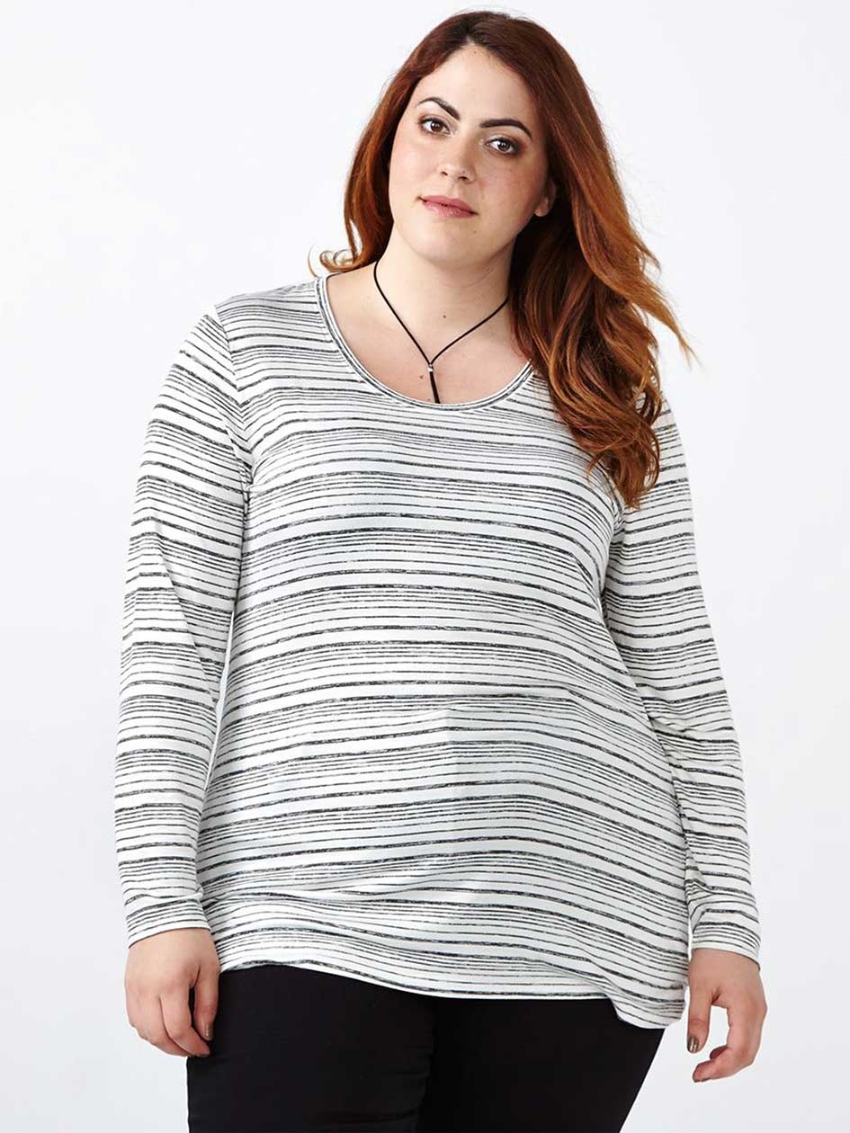 Girlfriend Fit Long Sleeve Striped T-Shirt Girlfriend Fit Long Sleeve Striped T-Shirt