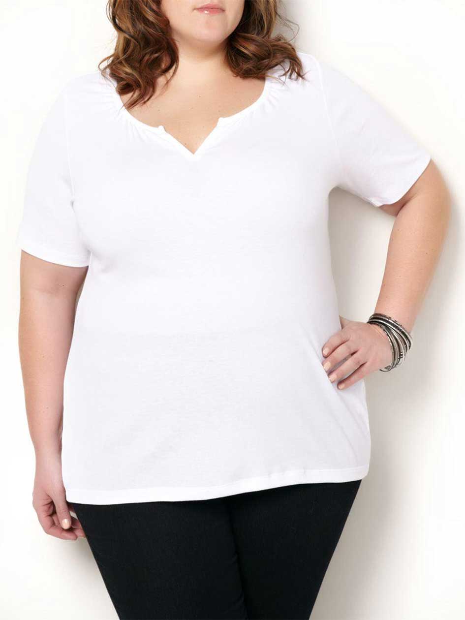 Shaped Fit Split Neckline T-Shirt Shaped Fit Split Neckline T-Shirt