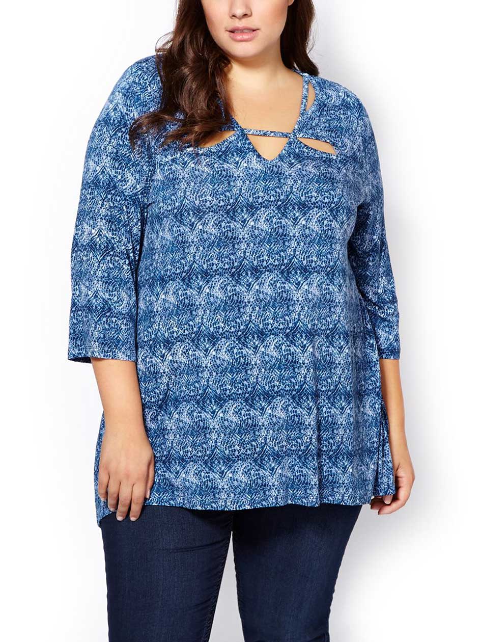 d/c JEANS 3/4 Sleeve Printed Swing Top d/c JEANS 3/4 Sleeve Printed Swing Top