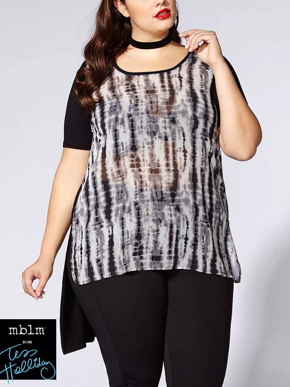 Tess Holliday - Short Sleeve Printed High Low Tunic Tess Holliday - Short Sleeve Printed High Low Tunic