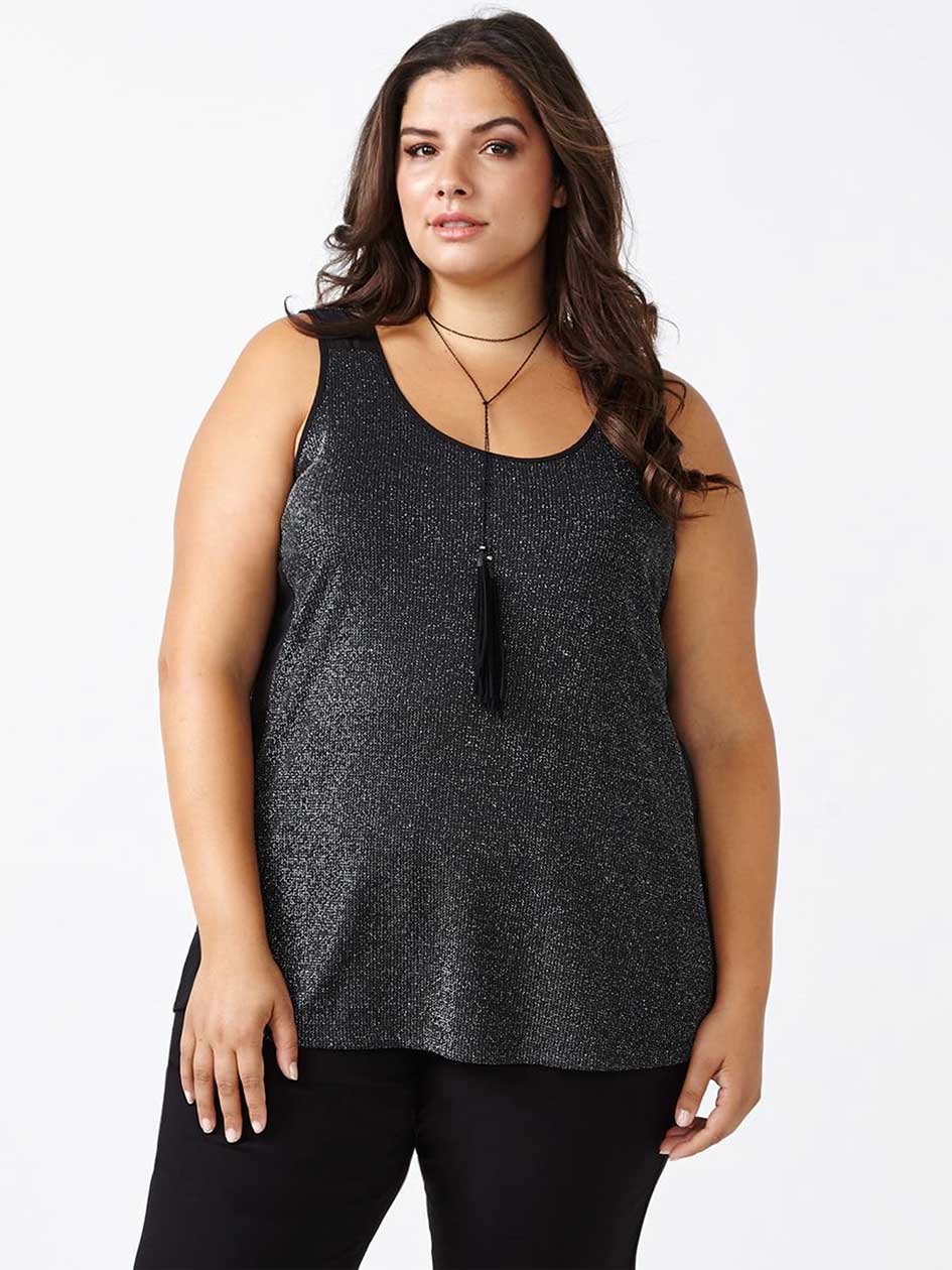 Shimmering Tank Top with Asymmetric Back Shimmering Tank Top with Asymmetric Back