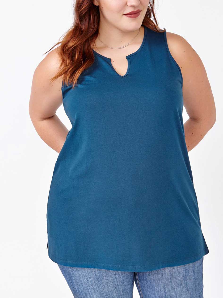 Relaxed Fit Split Neck Cotton Tank Top Relaxed Fit Split Neck Cotton Tank Top