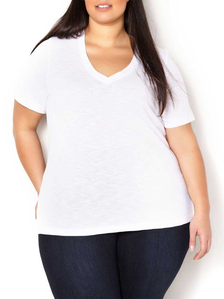 Shaped Fit Basic V-Neckline T-Shirt Shaped Fit Basic V-Neckline T-Shirt