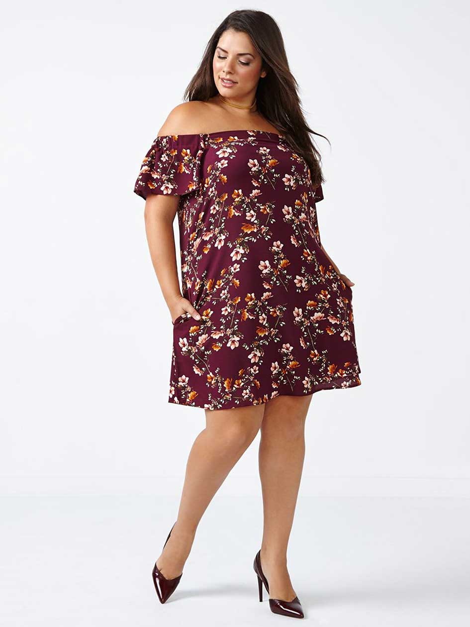 ONLINE ONLY Off Shoulder Floral Print Dress ONLINE ONLY Off Shoulder Floral Print Dress