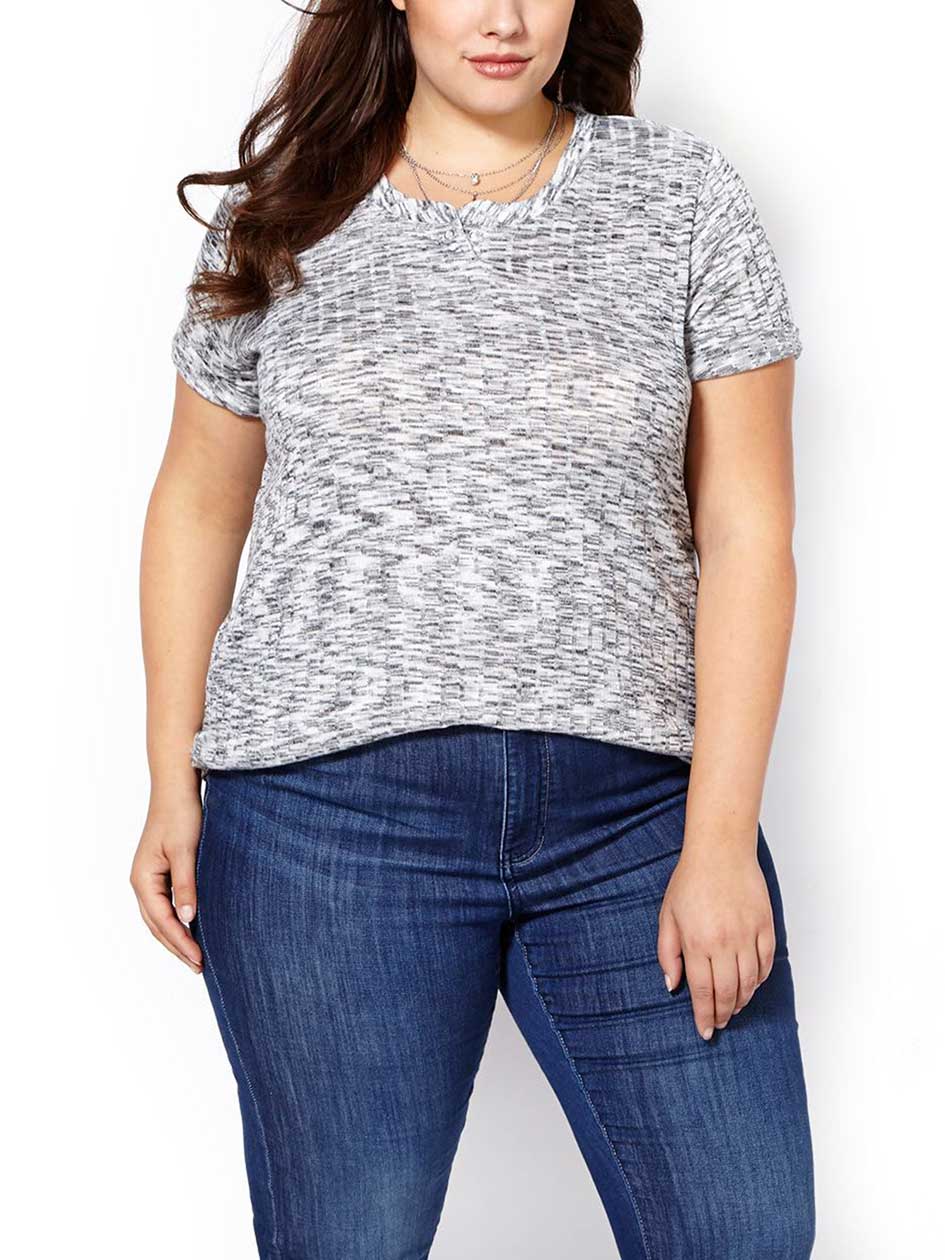 Shaped Fit Ribbed Knit T-Shirt Shaped Fit Ribbed Knit T-Shirt
