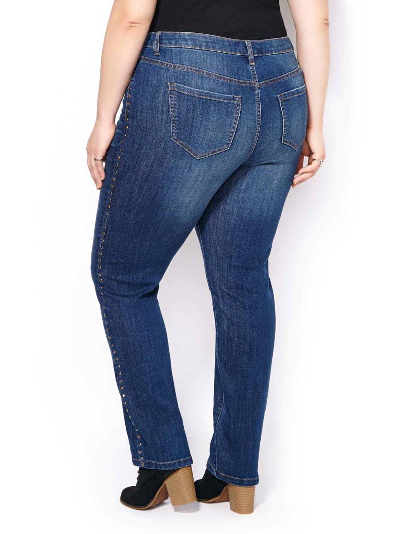 d/c JEANS Straight Fit Straight Leg Jean with Studs Penningtons