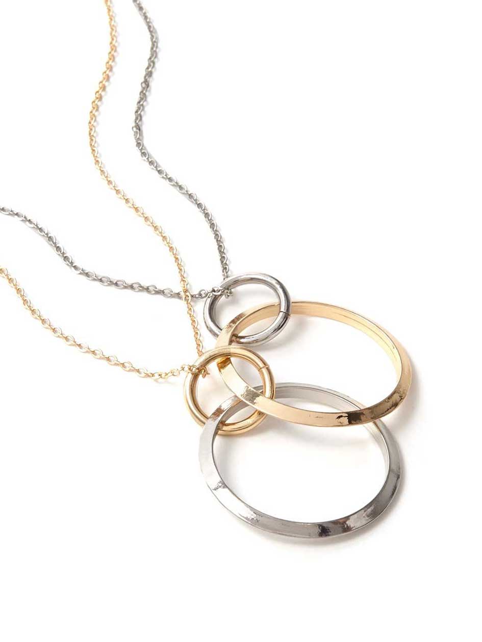 Dual-Chain Necklace with Hoops Dual-Chain Necklace with Hoops