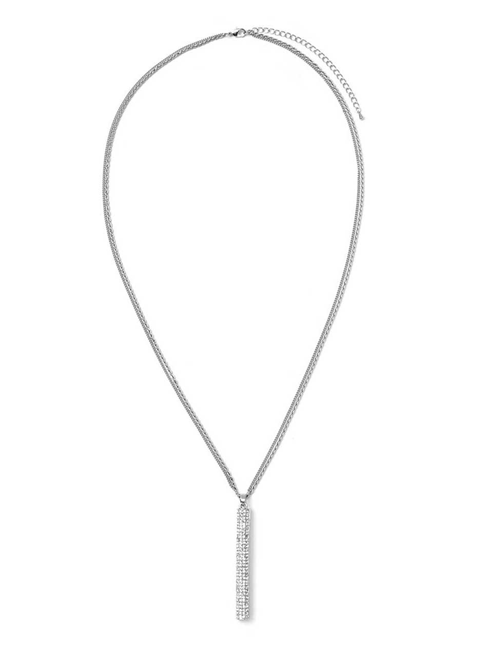 Long Necklace with Pave Bar Long Necklace with Pave Bar
