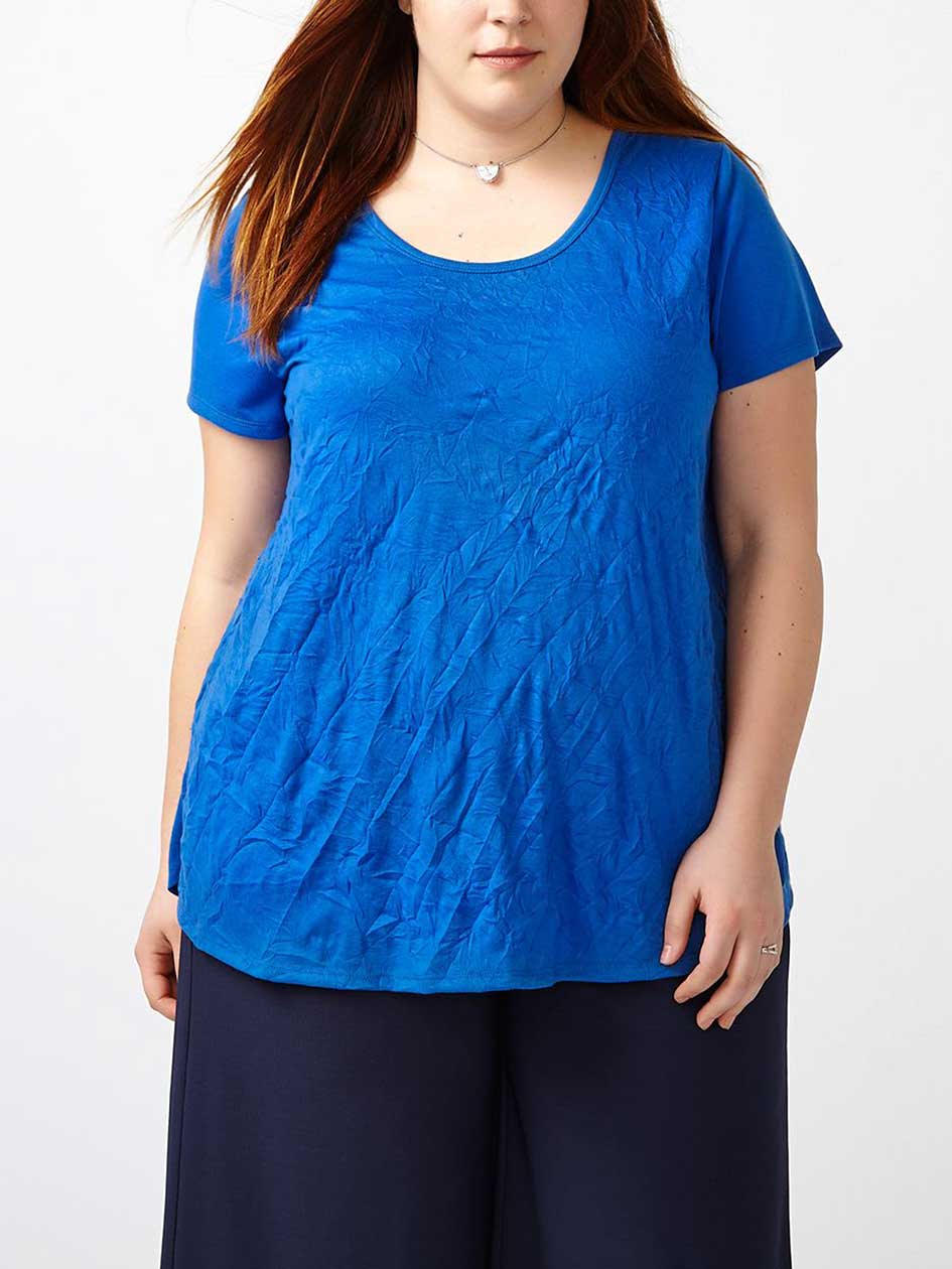 Short Sleeve Crushed Knit Swing Top Short Sleeve Crushed Knit Swing Top