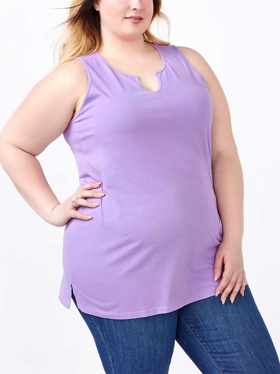 Relaxed Fit Split Neck Cotton Tank Top Relaxed Fit Split Neck Cotton Tank Top