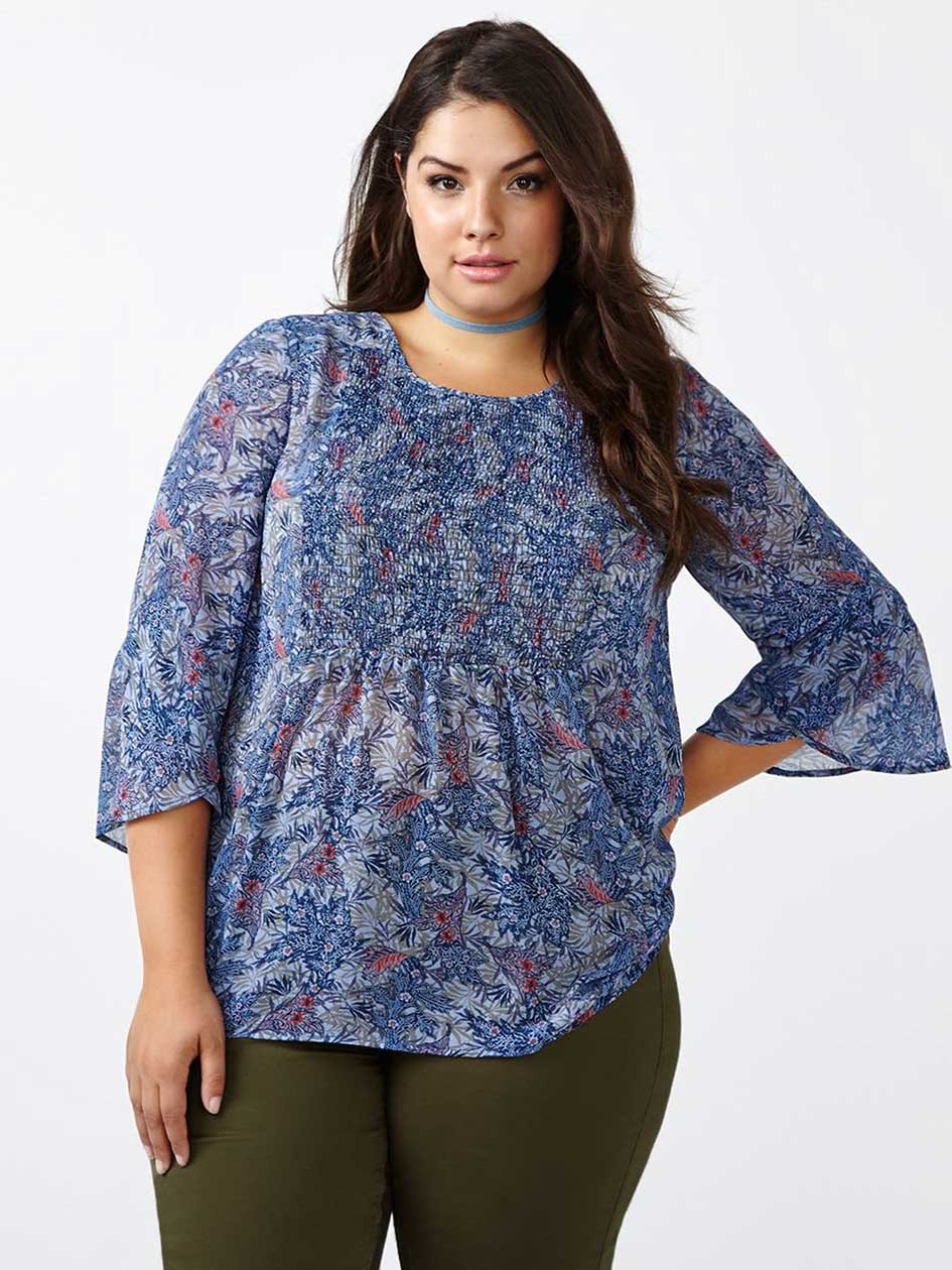 d/c JEANS 3/4 Sleeve Printed Blouse d/c JEANS 3/4 Sleeve Printed Blouse