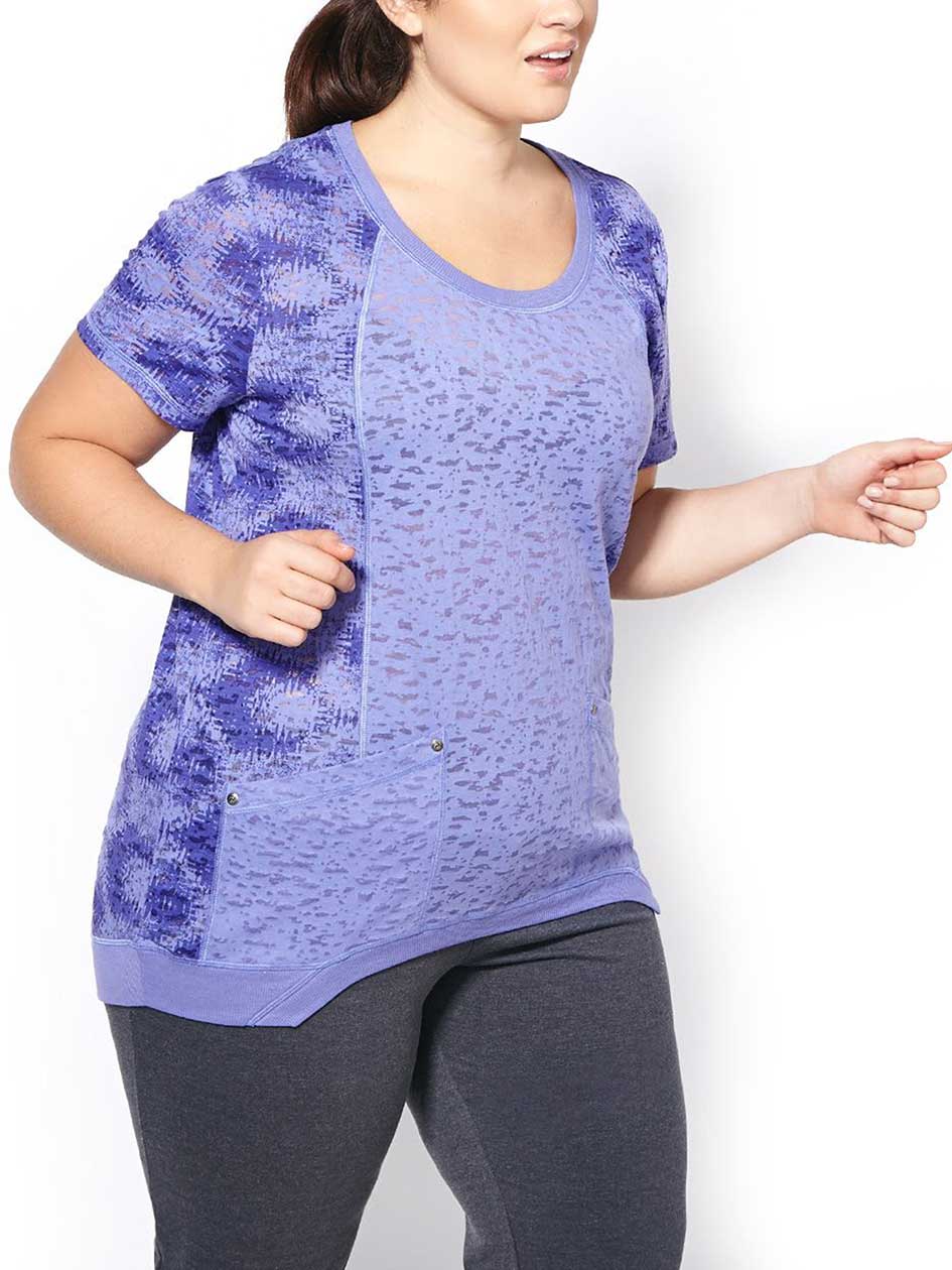 Athleisure - Plus-Size Burnout Print T-Shirt Athleisure - Plus-Size Burnout Print T-Shirt