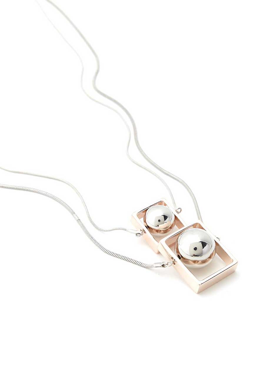 Dual-Row Necklace with Square Pendants Dual-Row Necklace with Square Pendants