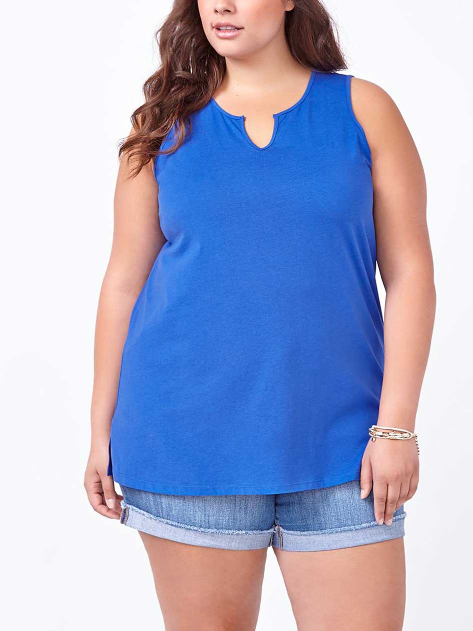 Relaxed Fit Split Neck Cotton Tank Top Relaxed Fit Split Neck Cotton Tank Top