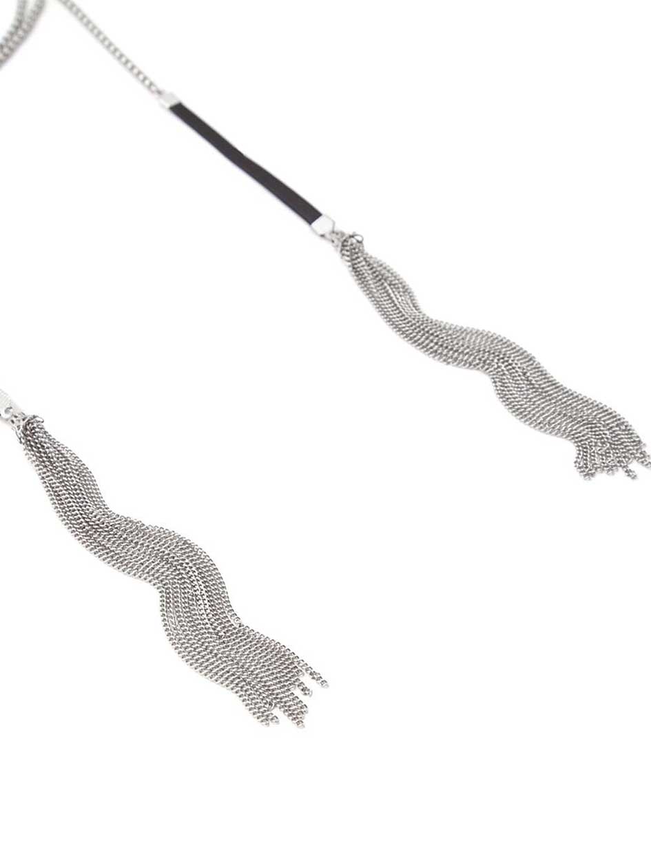 Wrap-Around Choker Necklace with Chain Tassels Wrap-Around Choker Necklace with Chain Tassels